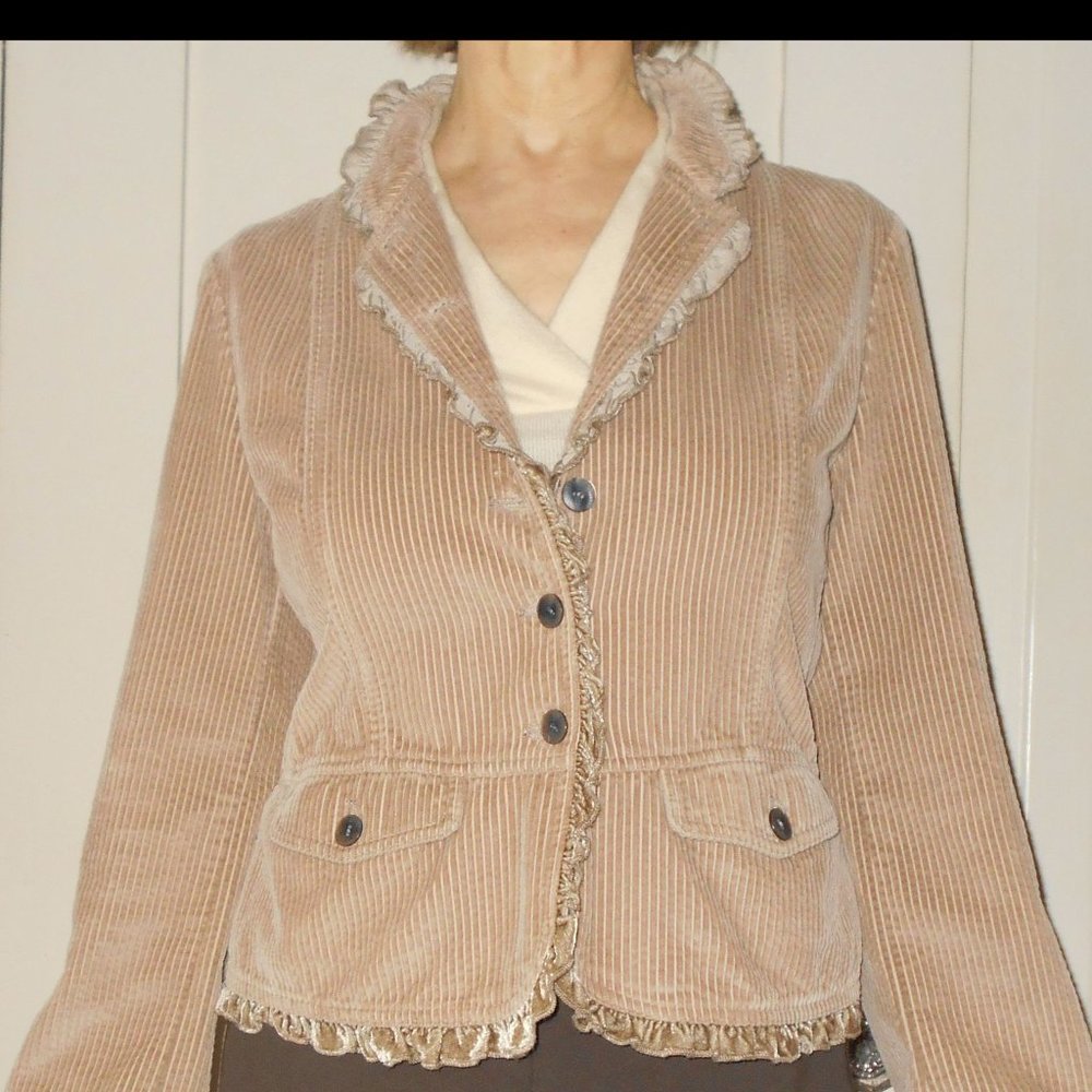J.Jill ruffle peplum corduroy jacket sz S